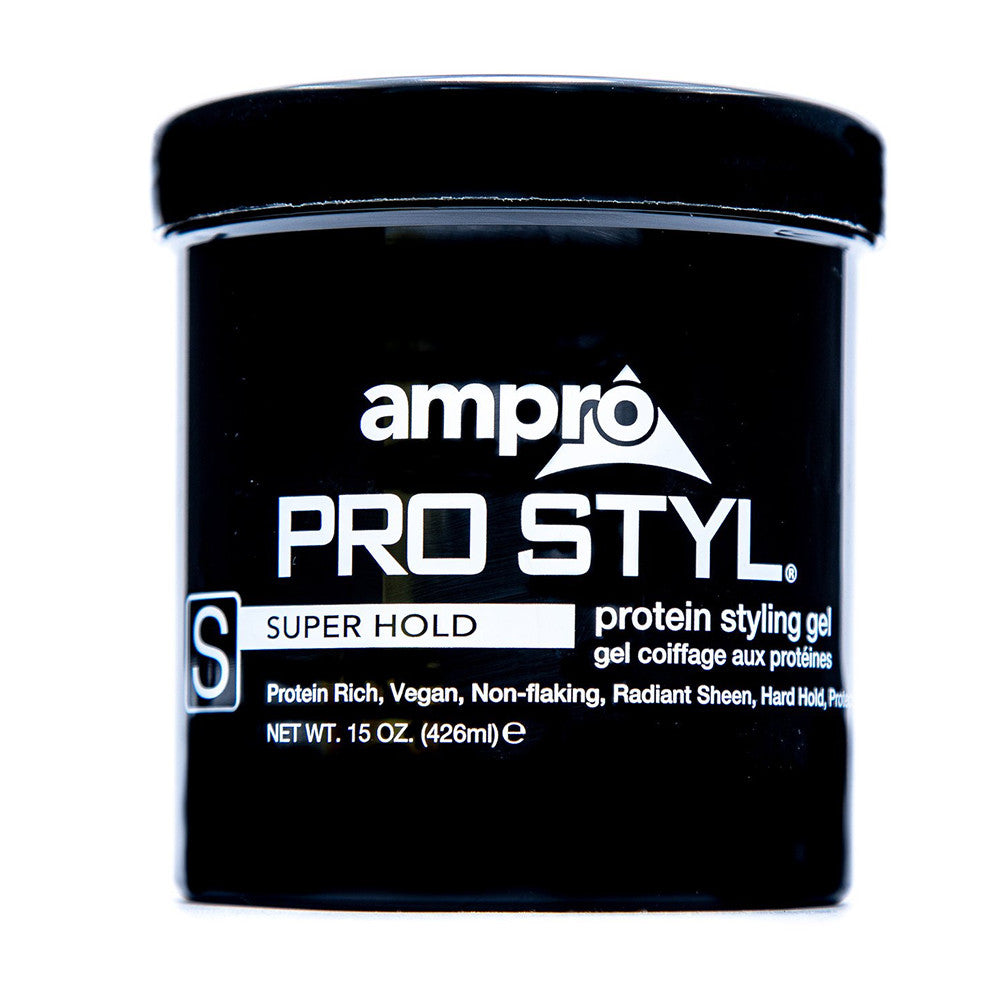 Ampro Pro Styl Protein Hair Gel Black Jar, 15 Oz